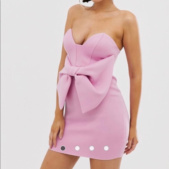 bow detail bandeau mini dress - Picture 3 of 5